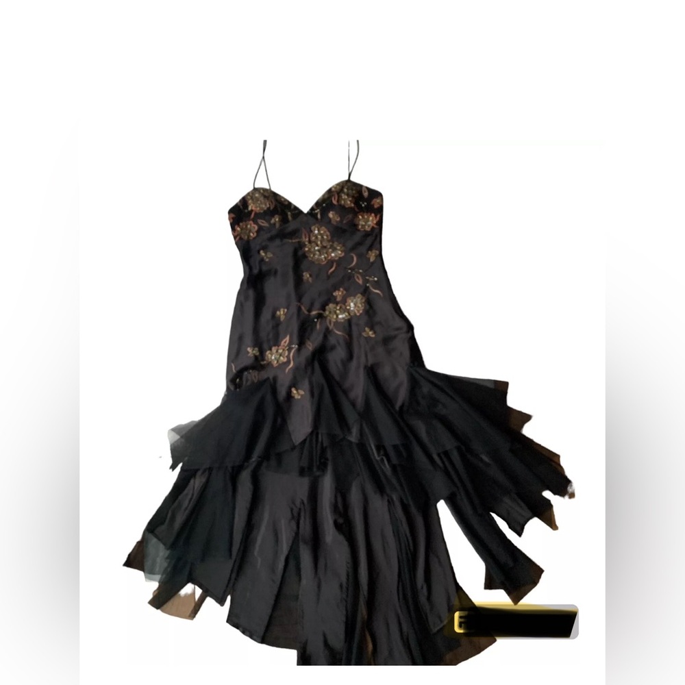 Annabelle Women’s Black Dress Flower Deco Bridesmaid Wedding Evening Party Sz:10